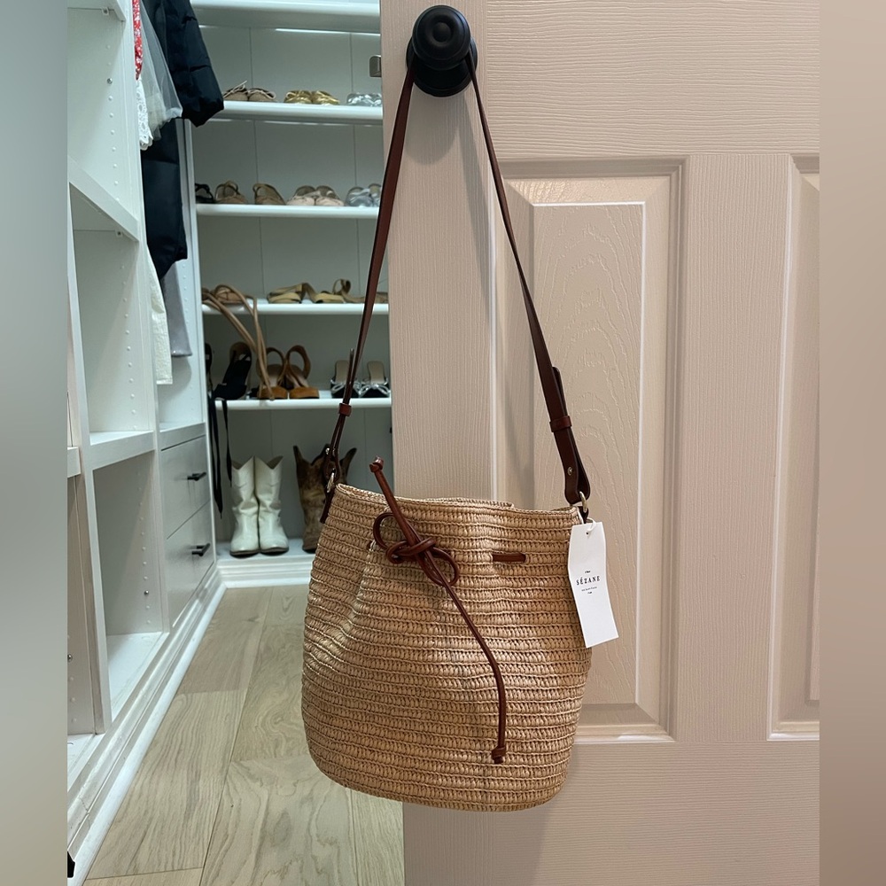 NWT Sezane Farrow Raffia Bag
